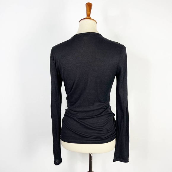 Silence and Noise grey ribbed deep v neck wrap top long sleeve size medium - Picture 2 of 6